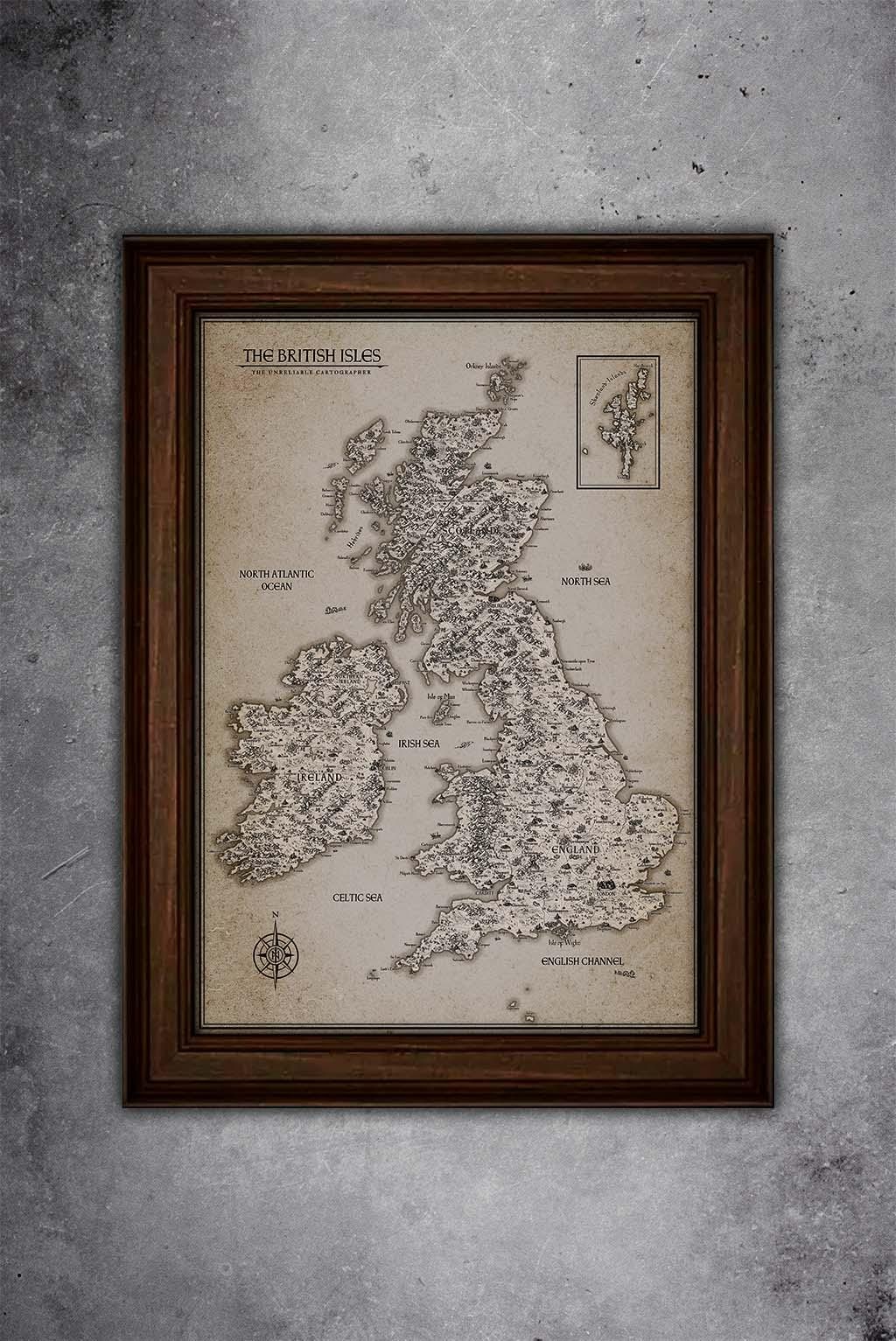 Parchment UK Fantasy Map Poster