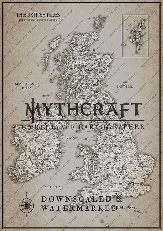 Parchment UK Fantasy Map Poster