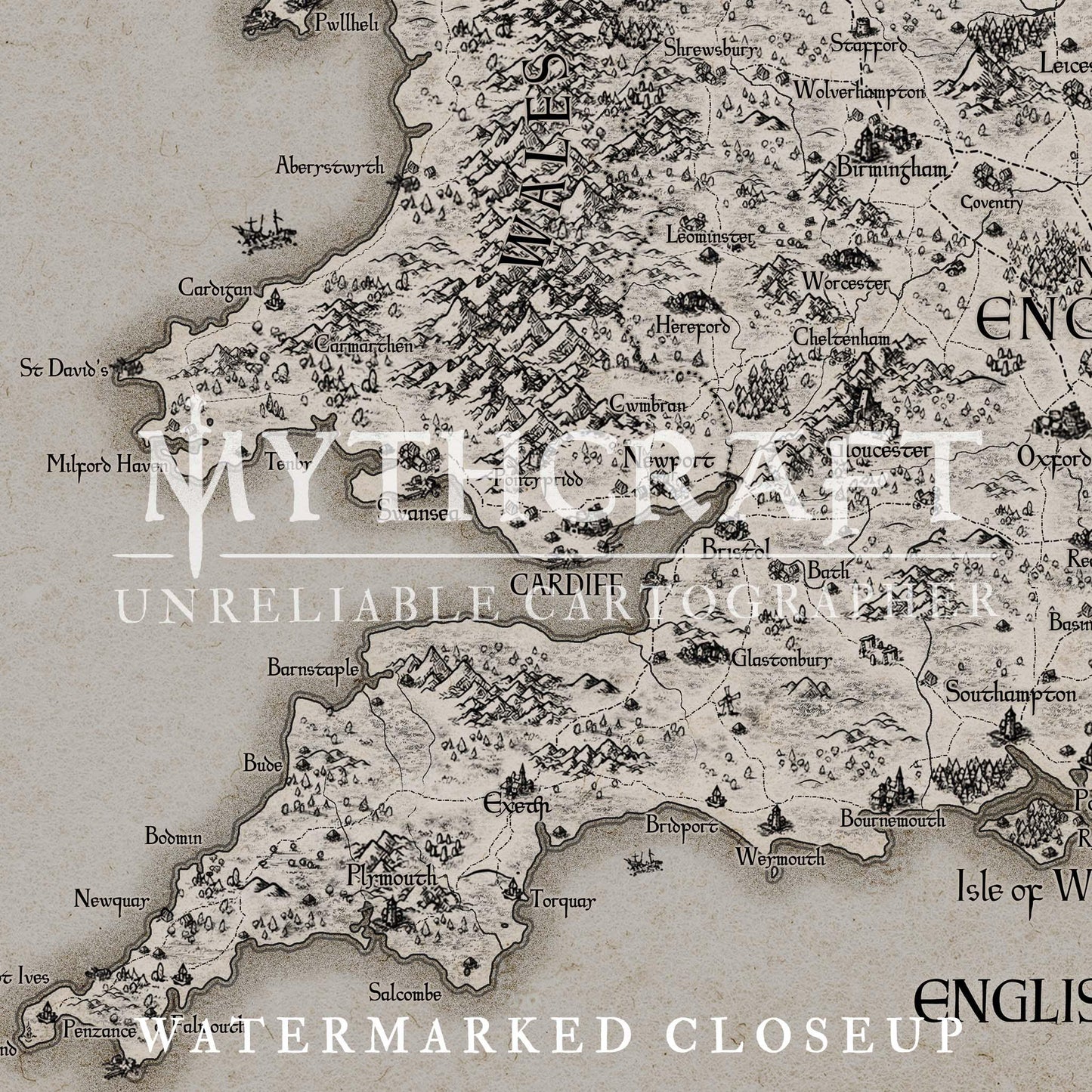 Parchment UK Fantasy Map Poster