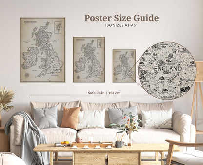 Parchment UK Fantasy Map Poster